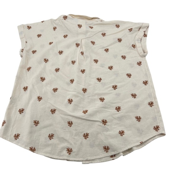 Wonderly Womens L Ivory Cotton Embroidered Floral Button Down Blouse Top Cream - Picture 2 of 8